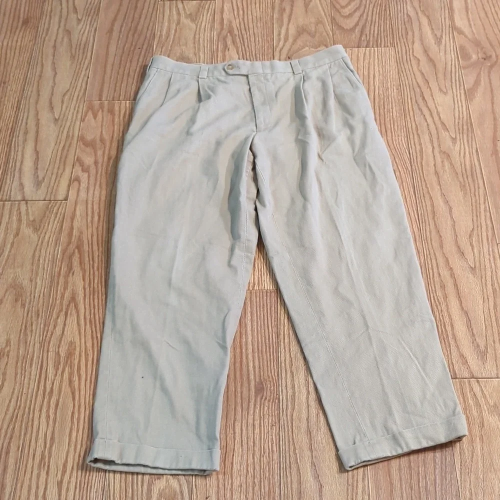 Lands' End Traditional Fit pleated cuffed khakis, men's 38x29